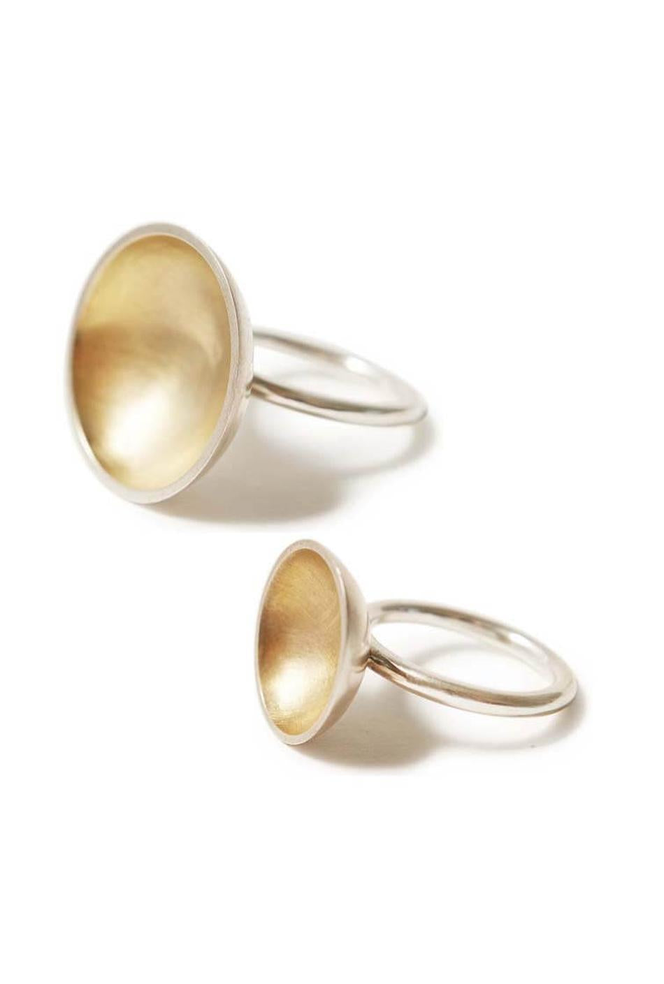 Silver & gold bowl domed ring