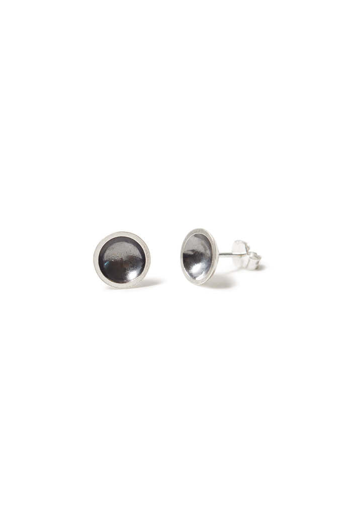 Silver & charcoal domed earrings