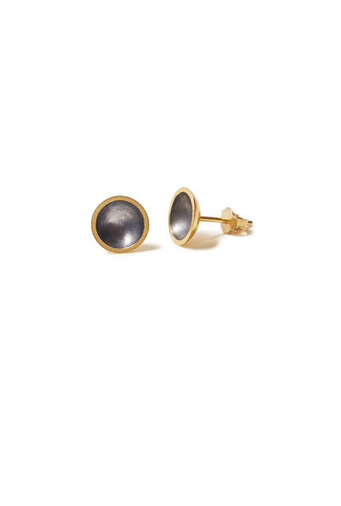 Gold & charcoal domed earrings