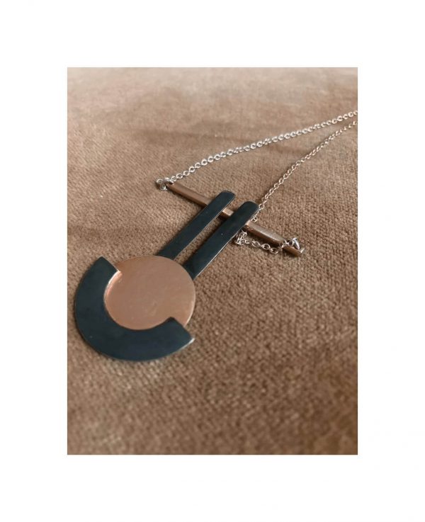 Gold & Charcoal Deco Necklace