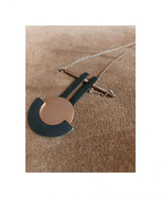 Gold & Charcoal Deco Necklace