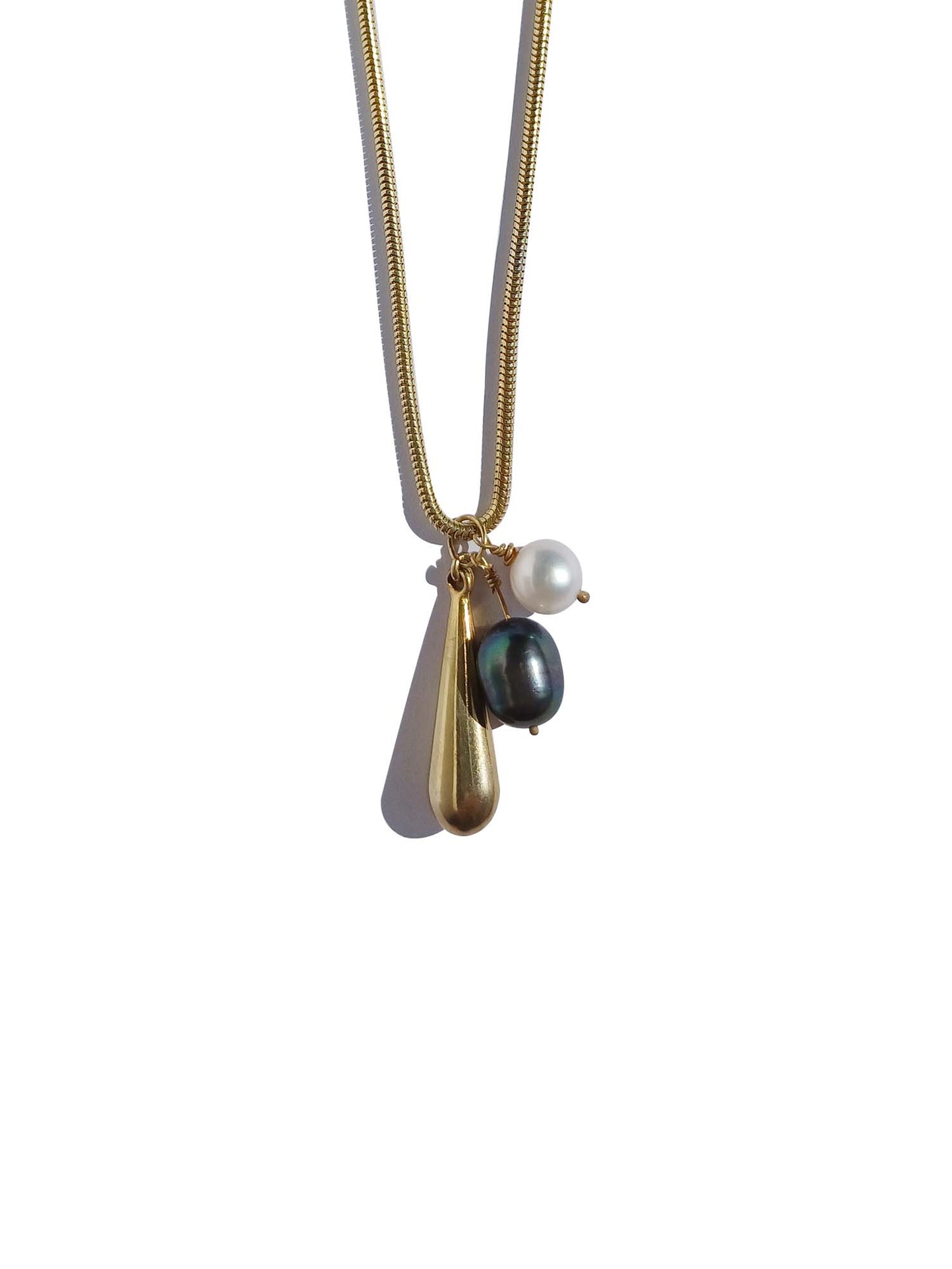 Gold Drop & Pearls Snake Chain