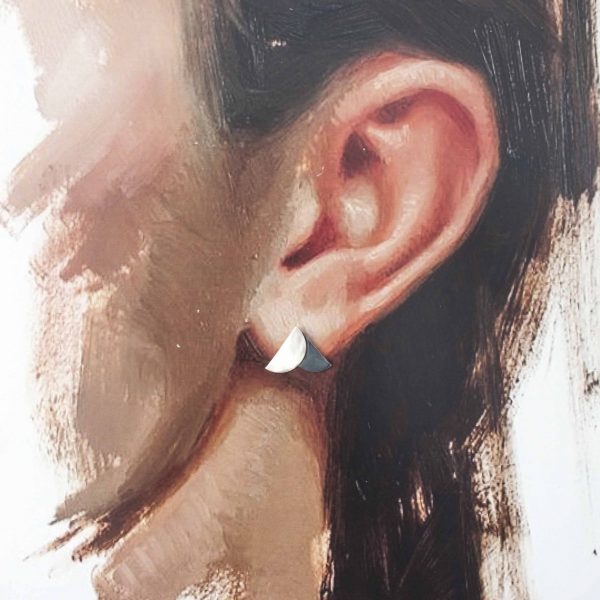 Gold & Charcoal Dancing Disc Earring