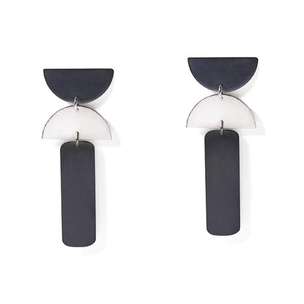 Charcoal & Silver Double Half Disc
