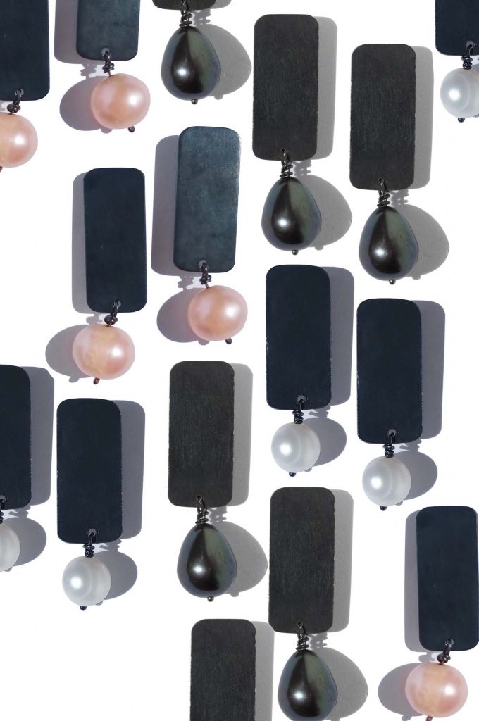 Charcoal & White Pearl Jane Earrings
