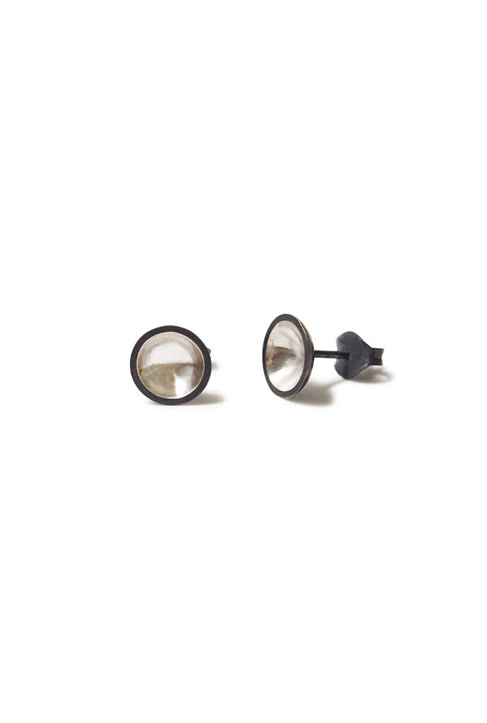 Charcoal & Silver Domed Earrings
