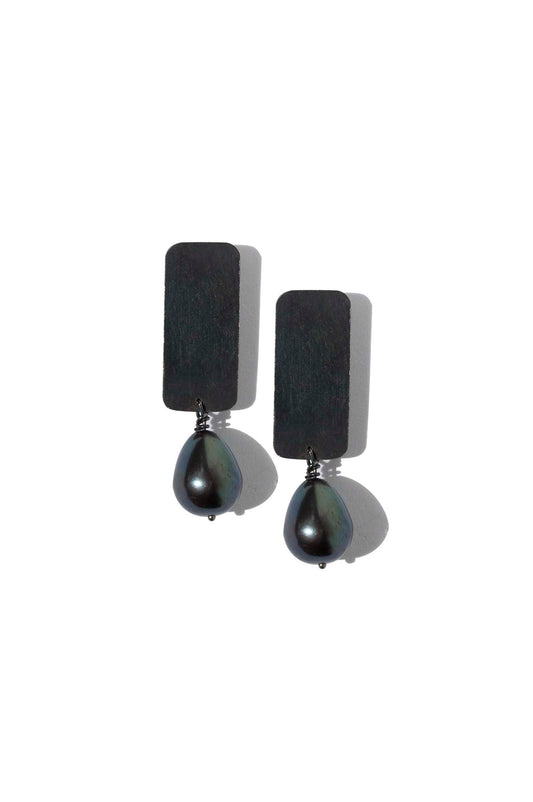 Charcoal & Black Pearl Jane Earrings