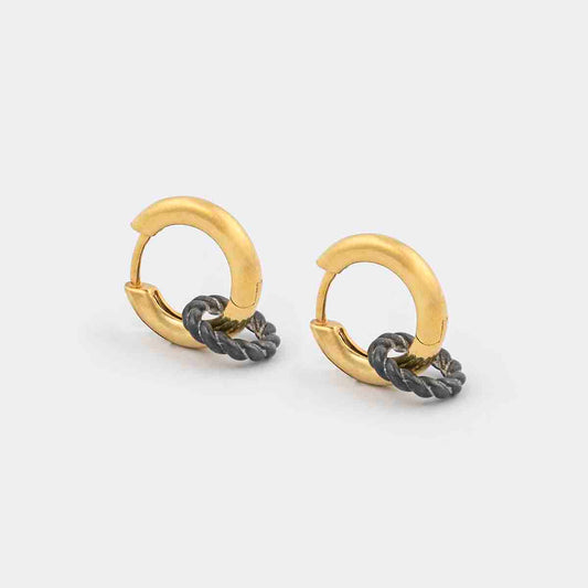 Gold & Charcoal Baby Double Hoop Earrings
