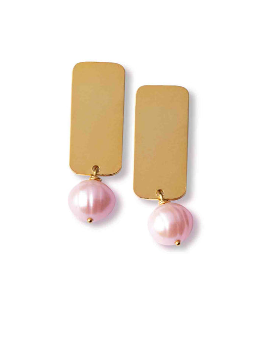 Gold Jane Pink Pearl Earrings