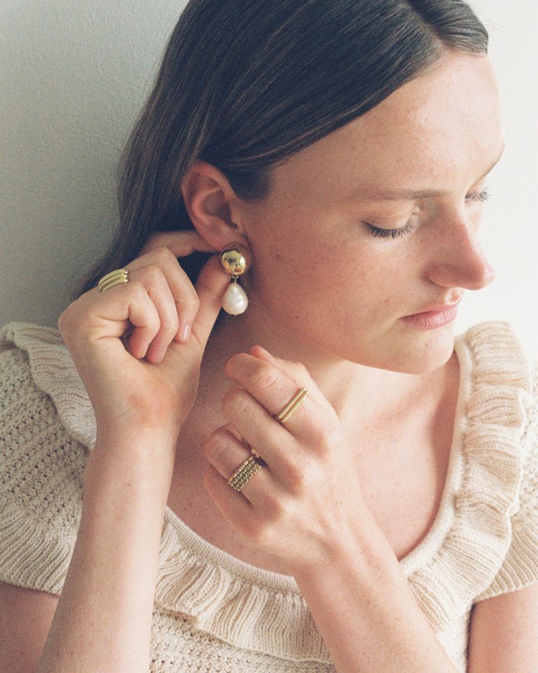 Big Ass Gold Domed & Pearl Earrings