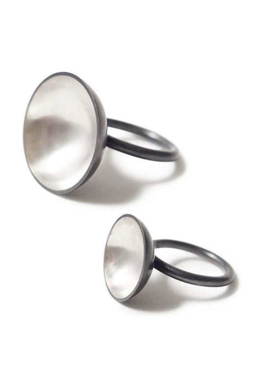 Charcoal & silver bowl domed ring