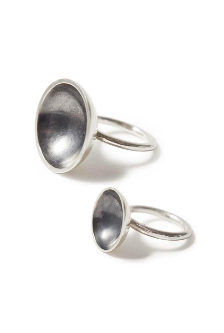 Silver & Charcoal Domed Ring