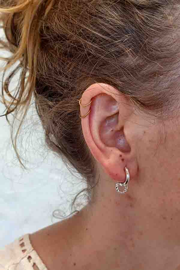Silver Baby Double Hoop Earrings