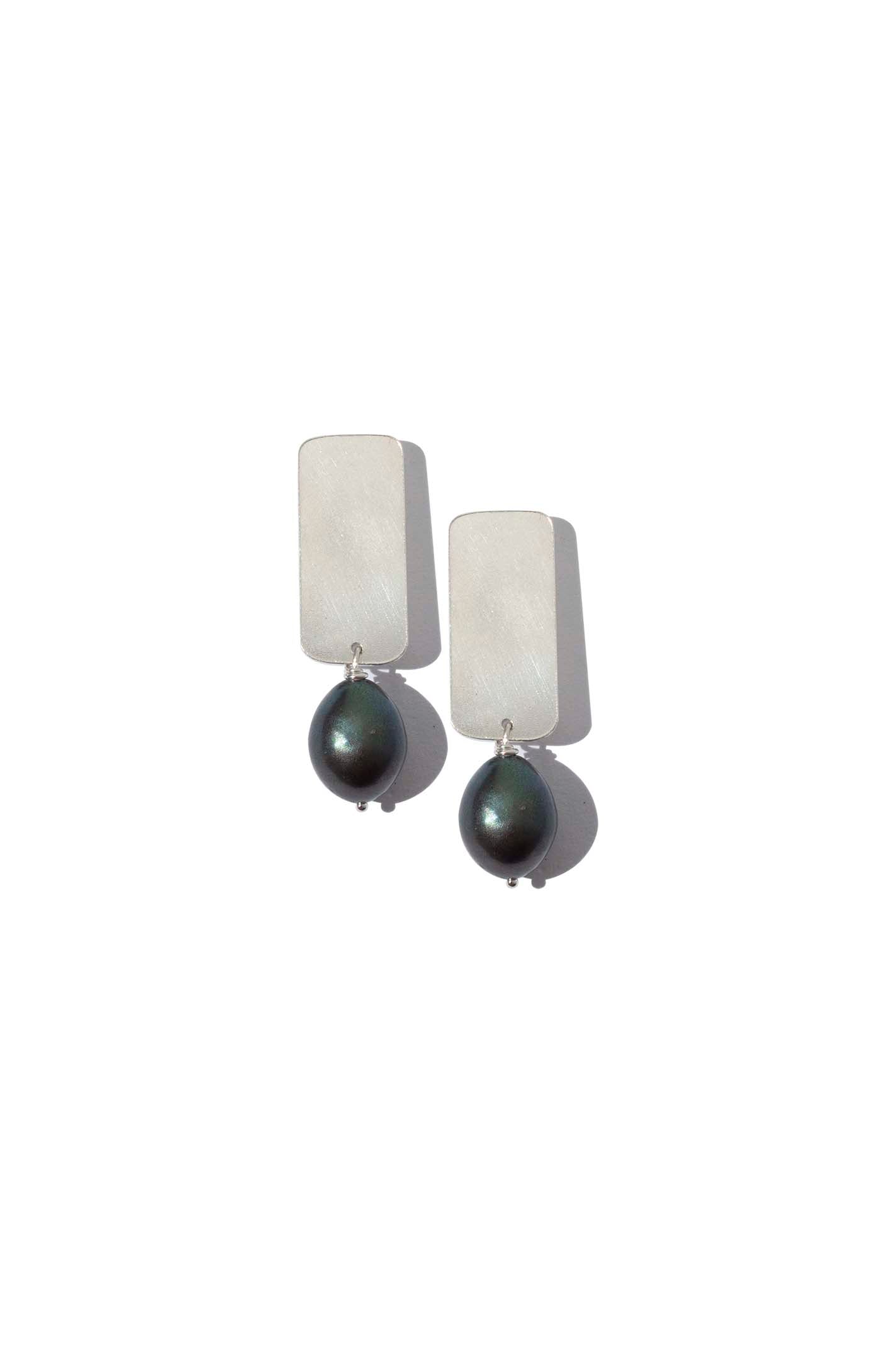 Silver & Black Pearl Jane Earrings
