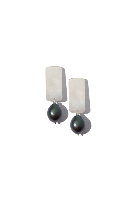 Silver & Black Pearl Jane Earrings
