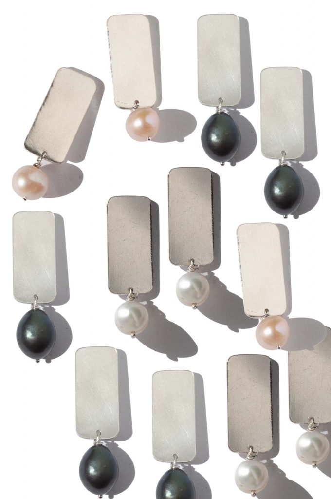 Silver & Black Pearl Jane Earrings
