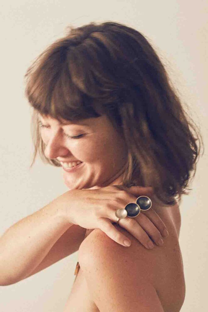 Silver & Charcoal Domed Ring