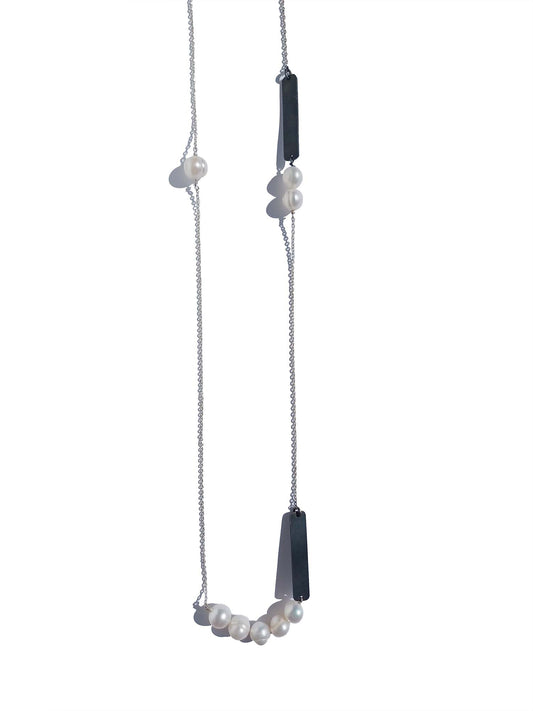 Charcoal & White Pearl Chain