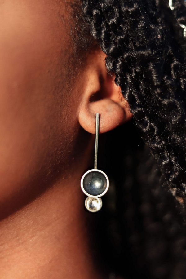 Charcoal & Silver Double Dome Drop