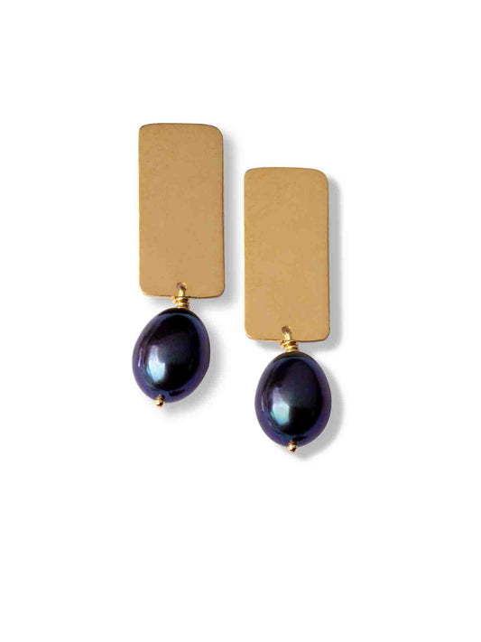 Gold Jane Black Pearl Earrings