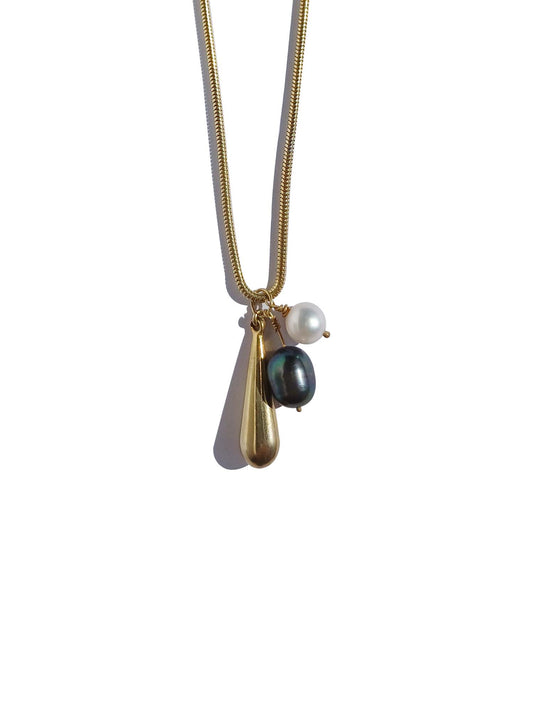 Gold Drop & Pearls Snake Chain
