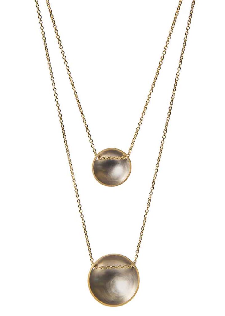 Gold & silver bowl domed necklace