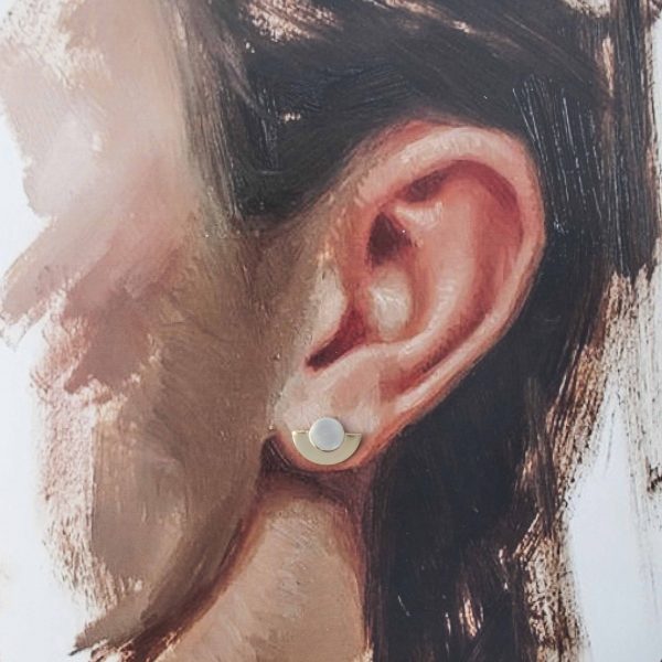 Gold & Silver Disc & Dot Earring