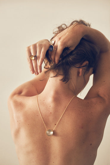 Gold & silver bowl domed necklace