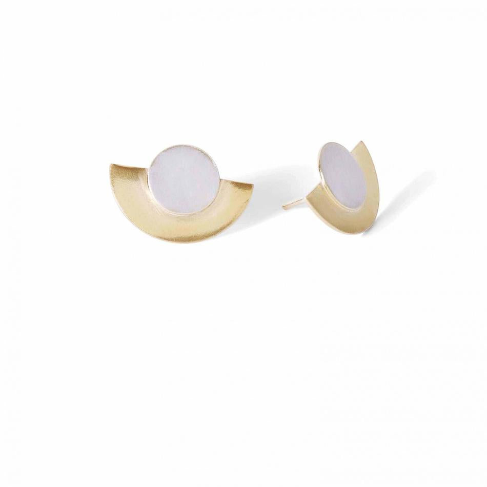 Gold & Silver Disc & Dot Earring