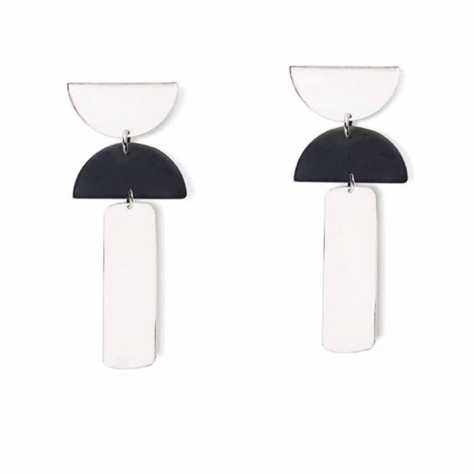 Silver & Charcoal Double Half Disc